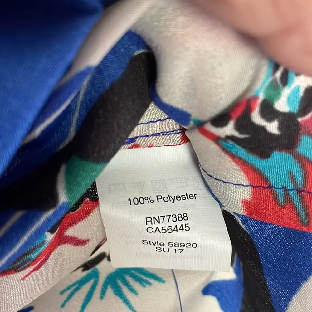 J. Crew Red White Blue Floral Halter Silky Tank Top Patriotic Summer Camisole